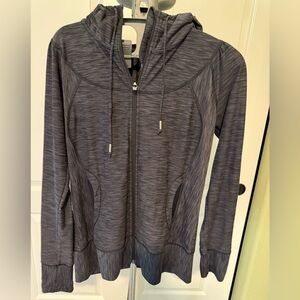 Prana Cameila Full Zip‎ Hoodie Womens Size Large Steel Gray Stretch Thumbholes